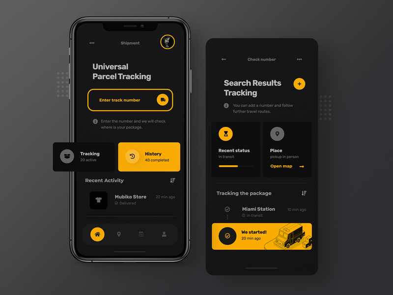 Universal Parcel Tracking - App concept app design delivery design minimalist mobile mobile app mobile app design mobile design mobile ui package parcel app parcel design shipment shipping tracking app tracking ui ui uiuxdesign ux