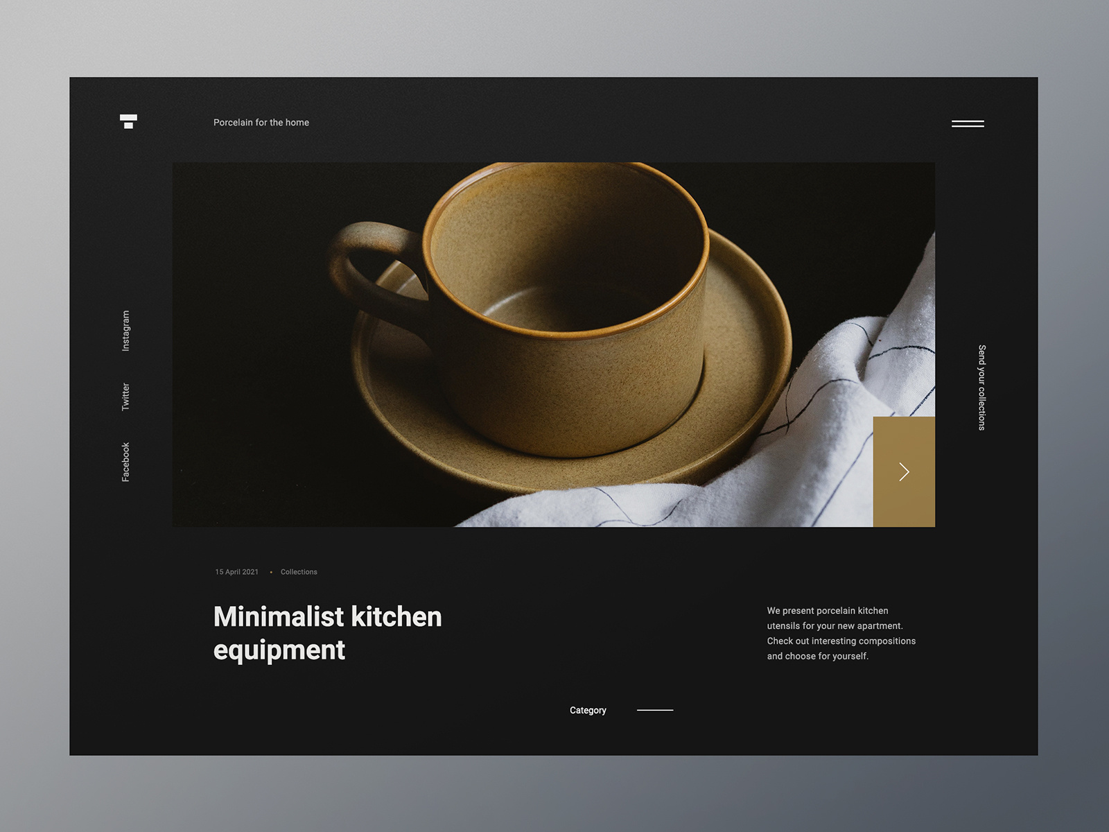 Minimalist kitchen equipment website concept by Tomasz Mazurczak on