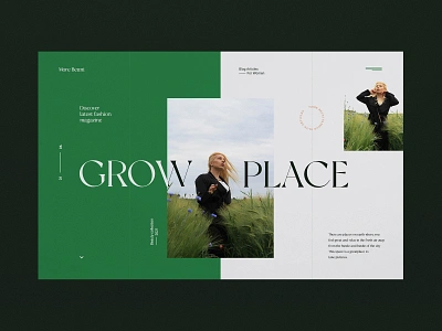 Grow Place - Website concept article blog concept design fashion fullscreen green grid minimalist model nature photo session plant scenery ui ux web design website website design