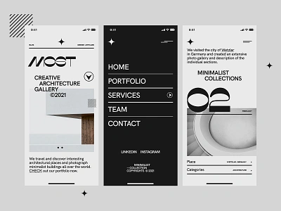 Mobile Architecture Minimalist Layout appdesign appdesigner architecture black building clean concept creative design figma minimal minimalist ui userinterface ux web design webdesign website white