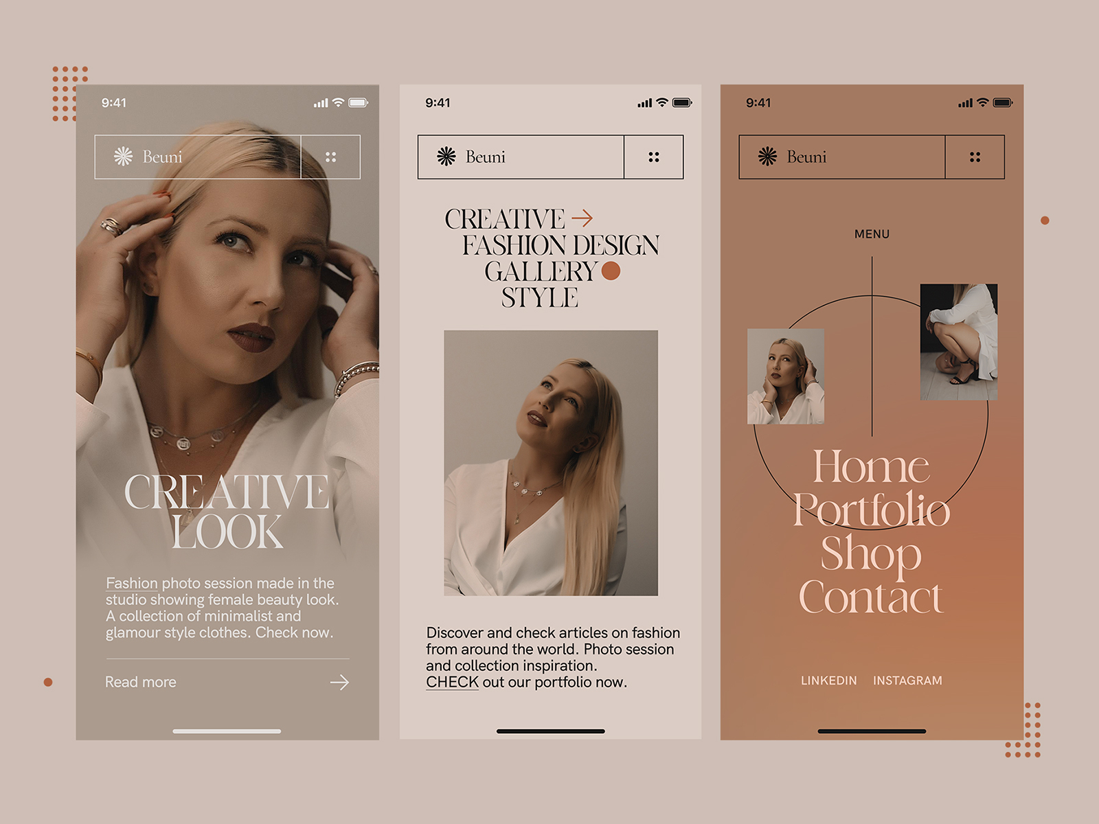 Mobile Fashion and Photo session for Beuni by Tomasz Mazurczak on Dribbble