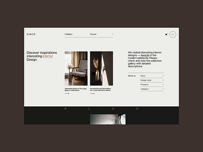 Sinco - Website for Interior Design animation concept design designer furniture interior interior design interior designer minimalist responsive ui ux video web design website