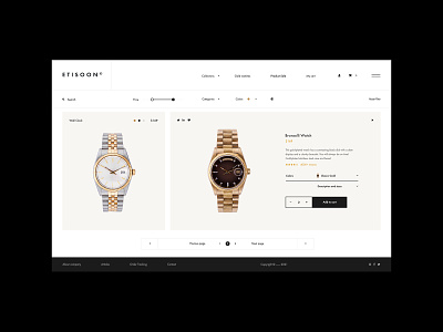 ETISOON Watches - Website concept clock concept design gold minimalist modern prestige product shop ui ux watches web design website