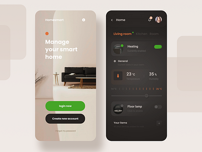 Smart Home App Concept app concept design heating interior minimalist mobile mobile ui smart home ui ui design ux