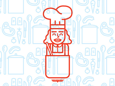 Cook Illustration cook food illustration line art spoon stew woman