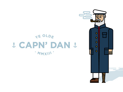 Ye Olde Capn' Dan (2x) anchor capn dan gotham illustration line art olde pipe retro sea smoke wood leg