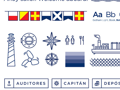 Branding (Rejected) ahoy blue boat branding identity line marine minimal navy sailor sea