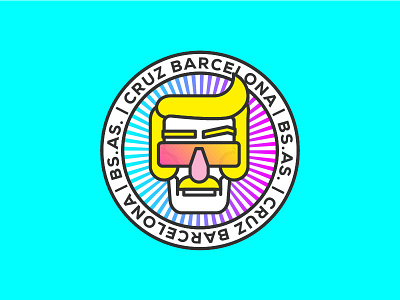 Macho Badge badge cruz barcelona face groovy illustration macho moustache rider rock tattoo
