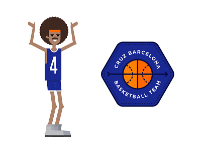 Basketball Illustration afro badge basketball flat illustration sports team
