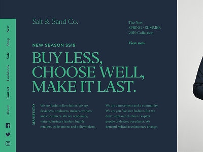 Salt & Sand Co. clean clothing crisp dark layout editor golden canon grid minimal ui ux