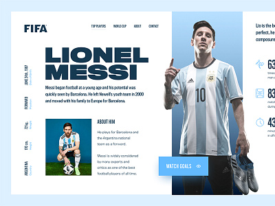 Player Profile — Messi argentina clean fifa football fresh messi minimal player profile slick soccer ui ux