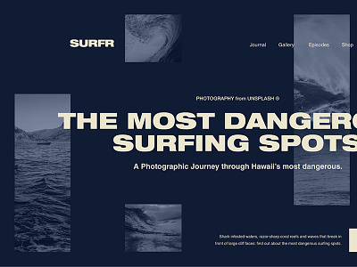 Hawaii's Most Dangerous Surf Spots clean dark layout golden canon grid grid journal minimal surf ui ux