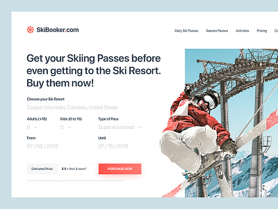 SkiBooker – Buy your ski passes online clean golden canon grid grid layout minimal passes ski ski rental ui ux web design