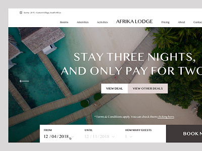 Afrika Lodge clean golden canon grid high end hotel minimal simple ui ux