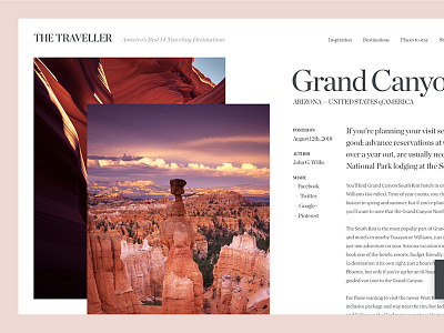 Online Travelling Magazine blog clean golden canon grid grand canyon magazine minimal traveler ui ux web design