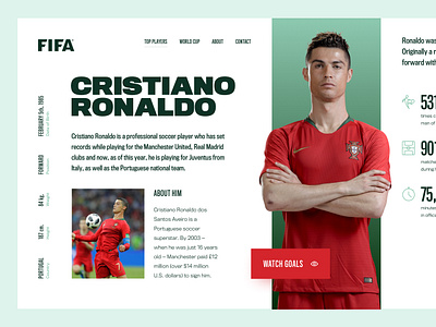 Player Profile — Ronaldo clean fifa football fresh minimal player profile portugal ronaldo slick soccer ui ux