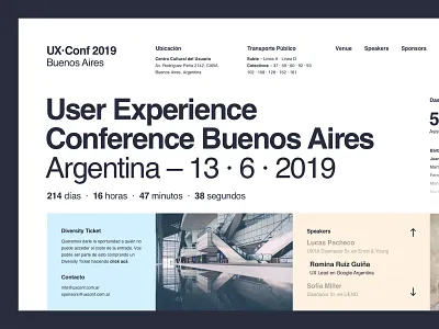 UX · Conf 2019 Buenos Aires – Layout Exploration clean conference event golden canon grid helvetica minimal typography ui ux web design