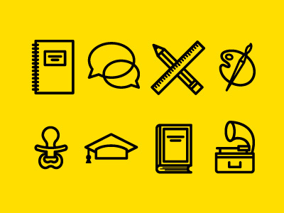 Simple Icons clean editorial education growing icons minimalist simple yellow