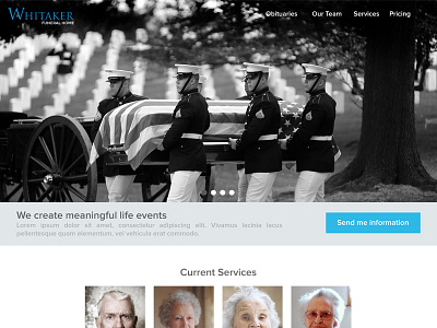 Whitaker Redesign cemetery events funeral ui ux webdesign
