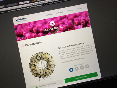 Whitaker Florist Revised bill kenney design events funeral memorial ui ux webdesign