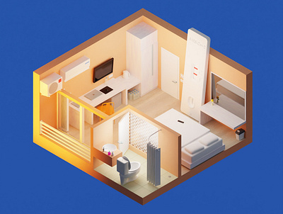 Quarantine and isolation. 3d hotel room 3d 3dmodeling blender blender3d covid hotel illustration isolation kendama quarantine room