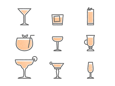 Cocktails cocktail debut drink icons texture vector