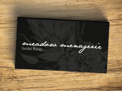 Meadow Menagerie Bridal Florist Business Card black bridal business card florist floristry flower mockup white