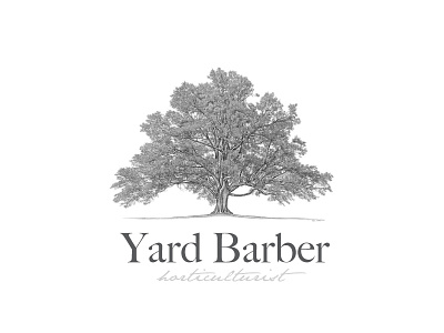 The yard barber horticulturist barber black gray lawns plants tree white