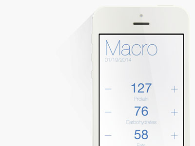 Macro - Macronutrient Tracker app blue ios iphone light long shadow minimus v white