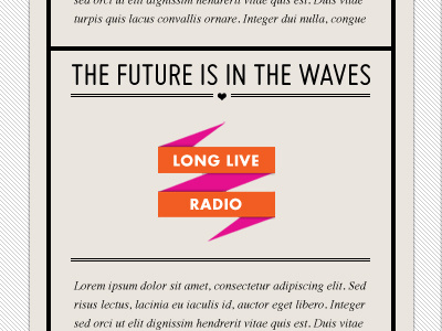 Long Live Radio orange pink typography