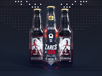 Zares del Gol 3d beer bottle gold label package packaging packagingdesign product productdesign summer sweat