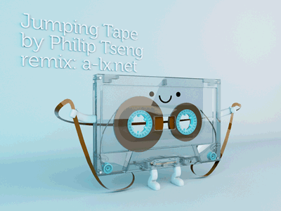 Jumping Tape Remix {GIF} 3d c4d doodle gif kawaii rigging tape vray