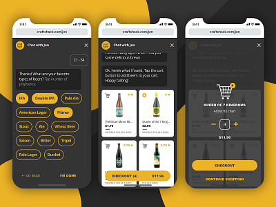 Beer Chat Bot - Your Virtual Cicerone ai beer beer label chat app chatbot craftbeer mobile shopping cart ui uiux user experience user interface uxdesign