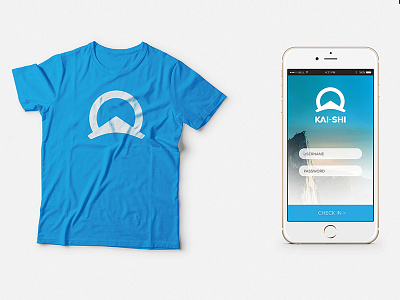 Kai Shi blue branding clean identity login screen logo minimalistic mobile app simple t shirt