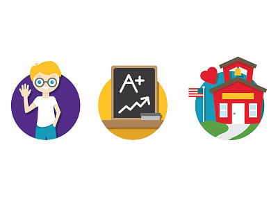 Education Illustrations children education flat icon design illustration semi flat