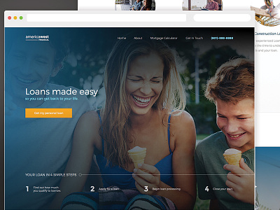 Homepage WIP banking blue family ice cream landing page layout web design website