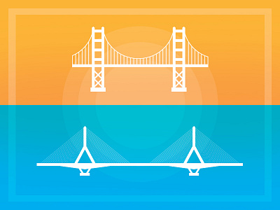 Bridges boston bridges california flat illustration massachusetts san francisco
