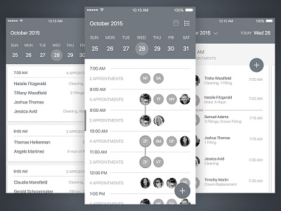 Wireframes appointments calendar events patients schedule time ui ux wireframes