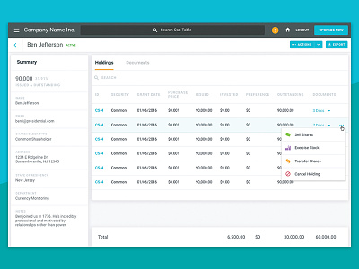 Row Actions app clean dashboard dropdown flat minimal row actions table ui ux web web app