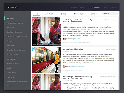Newsroom / Research Portal dashboard news research ui ux web web app