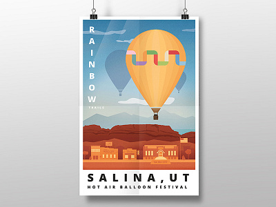 Illustrated Hot Air Balloon Poster hot air balloon illustration poster utah