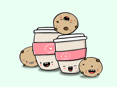Coffee Doodle character character design cute cute cookie illustration kawaii kawaii coffee kawaii cookie vector