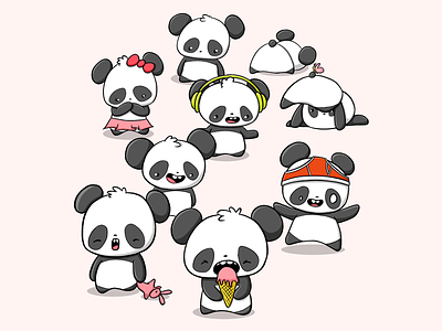 Pandas character character design characterdesign cute cute panda cute pandas digital art doodle doodle art doodle characters illustration kawaii kawaii art panda panda doodle pandaearth pandas