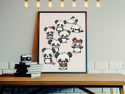 Pandas Print character character design characterdesign cute cute panda digital art doodle doodle art doodle characters illustration kawaii kawaii art panda panda bear panda print pandaearth pandas watercolor