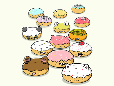 Donut Characters character character design characterdesign cute donuts digital art donut donut art donut print donuts doodle doodle art doodle characters kawaii kawaii art kawaii donuts