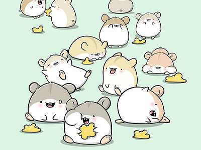 Kawaii Hamsters character character design characterdesign cute digital art doodle doodle characters hamsters kawaii kawaii art procreate