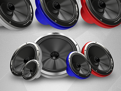 Colorful Speakers 3D Renders 3d renders blue green magenta modern red sharp speakers teal transparent png white yellow