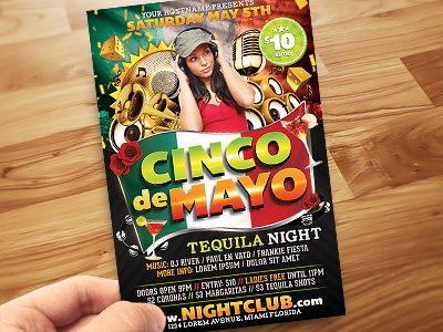 Cinco De Mayo Flyer american celebration cinco de mayo colorful festival flag flyer mexican music nightclub template