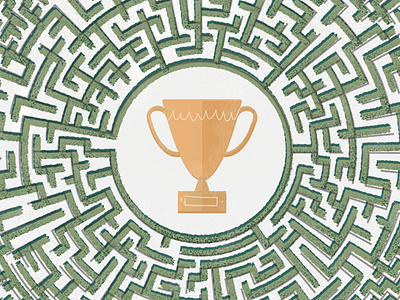 Maze to the Top blog illustration maze trophy