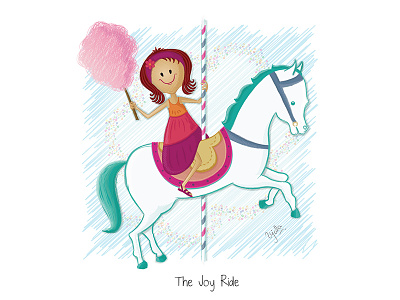 The Joy Ride — Illustration candy floss cute fun girl happy horse illustration kid merry go round